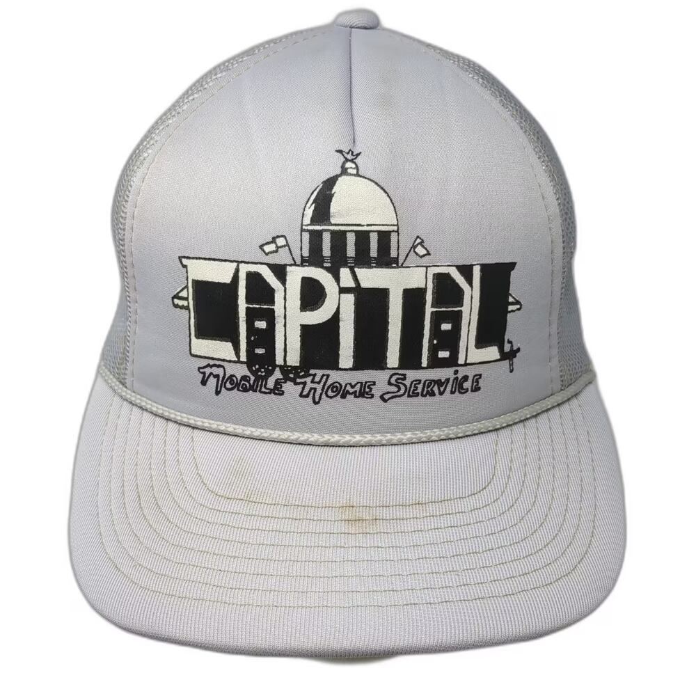 Hanes Trucker Hat Gray Black One Size Capital Mobile Home Service Mesh Snapback